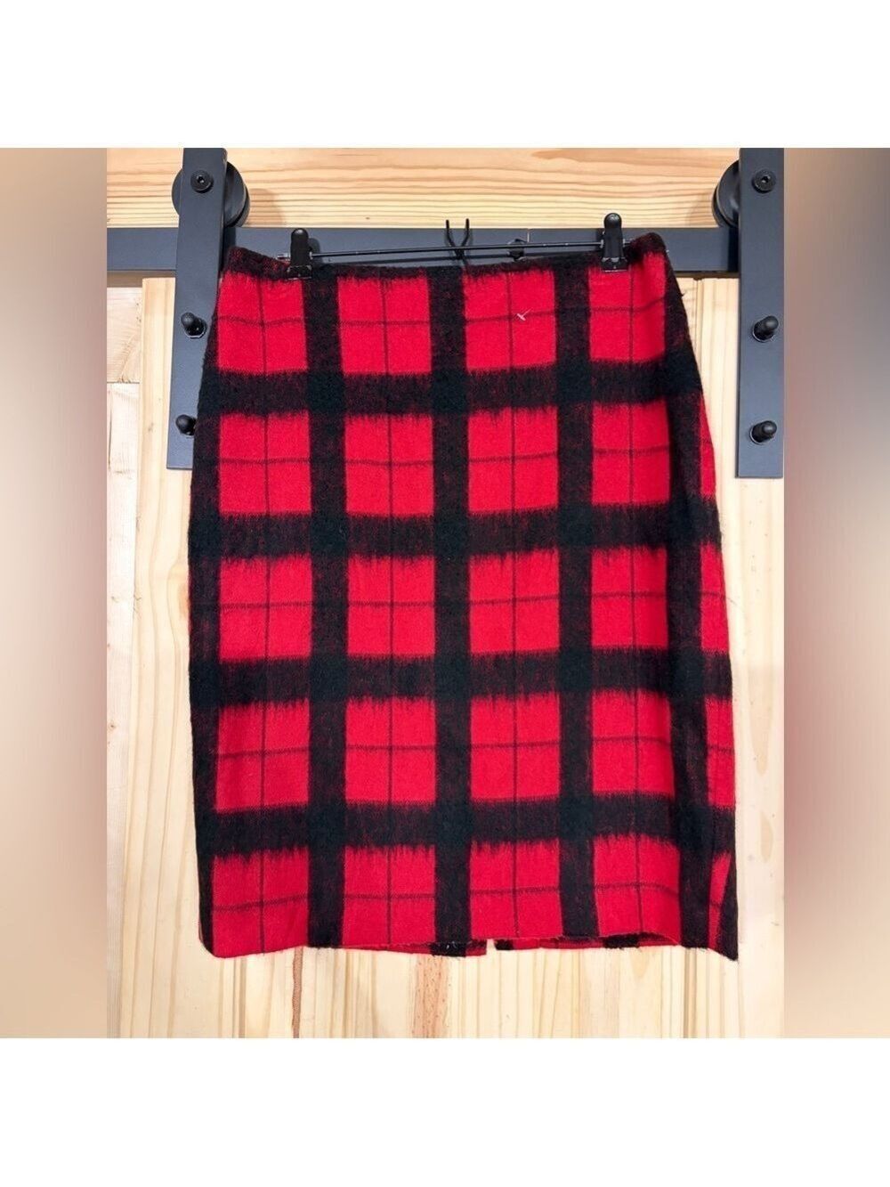 Talbots Wool Blend Christmas Buffalo Plaid Holiday Party Midi Pencil Skirt 8